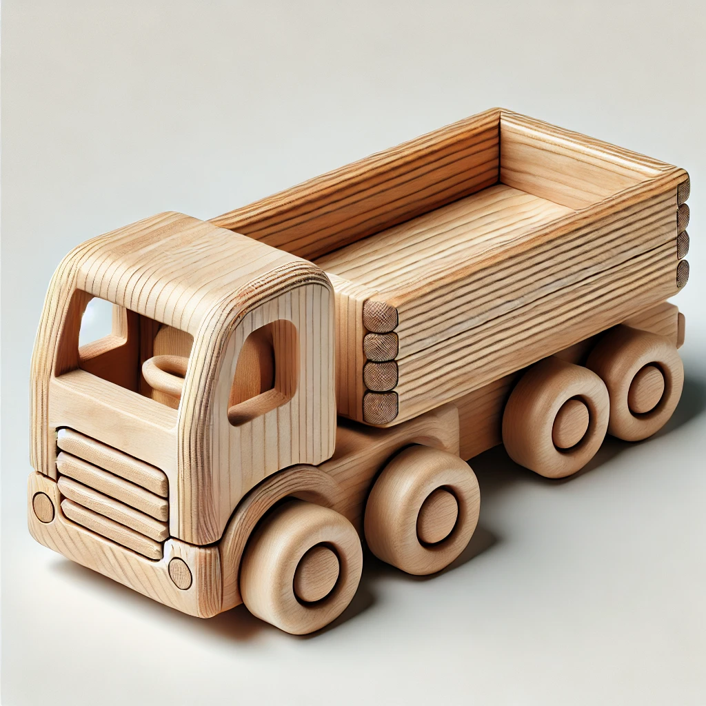 Wooden Truck with Flatbed Trailer